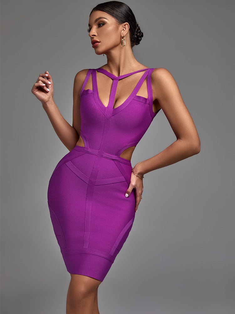 Purple Strappy Evening Dress