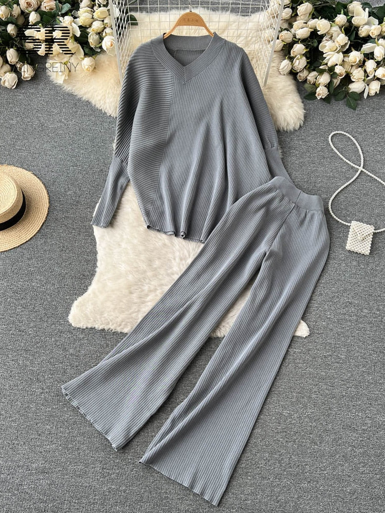 Loose Casual Two Piece Knitted Sets