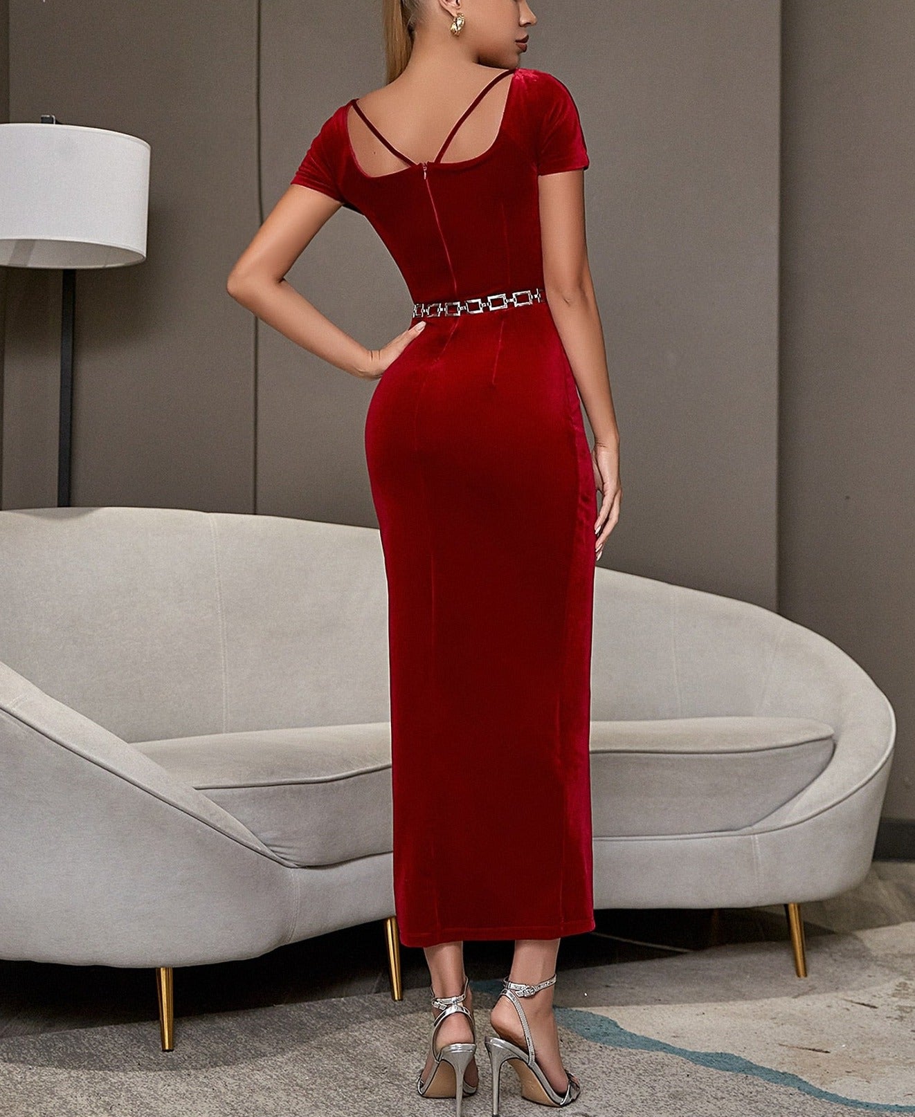 Red Velvet Maxi Dress