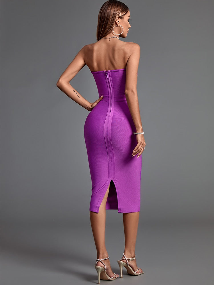 Purple Midi Crystal Dress