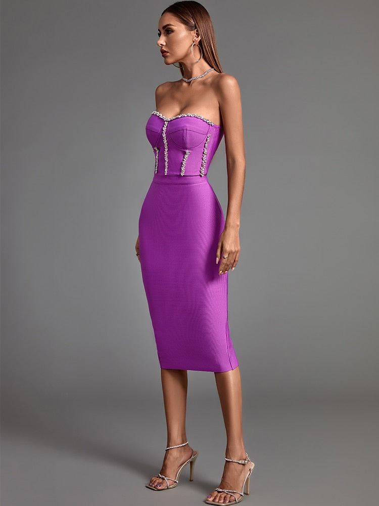 Purple Midi Crystal Dress