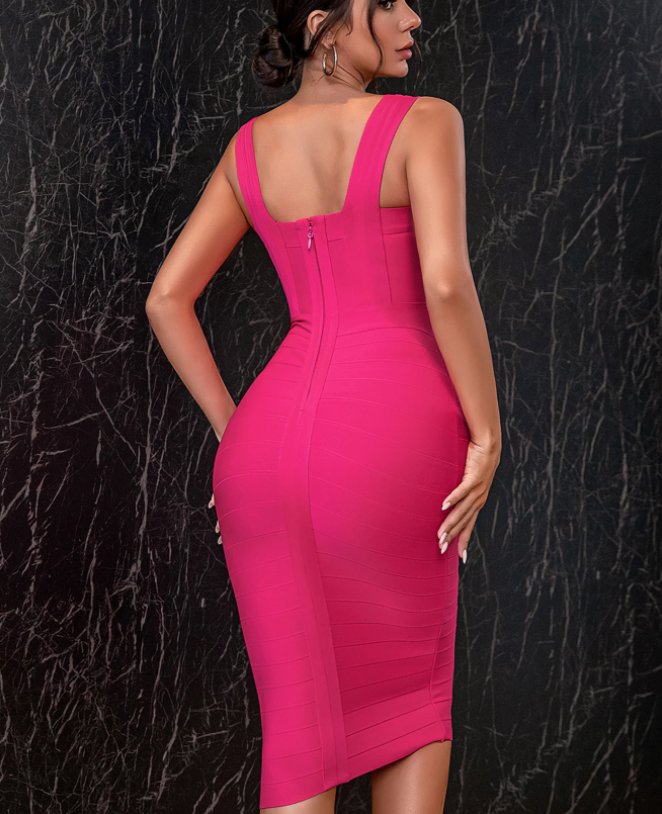 Pink Hollow Out Dress
