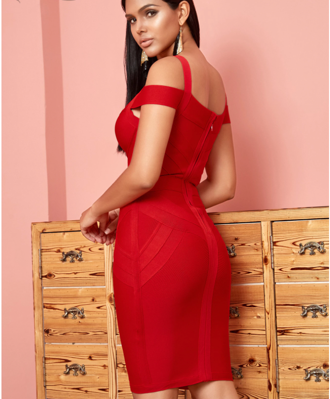 Red Knee Length Dress