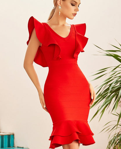 Red Ruffles Mermaid Dress