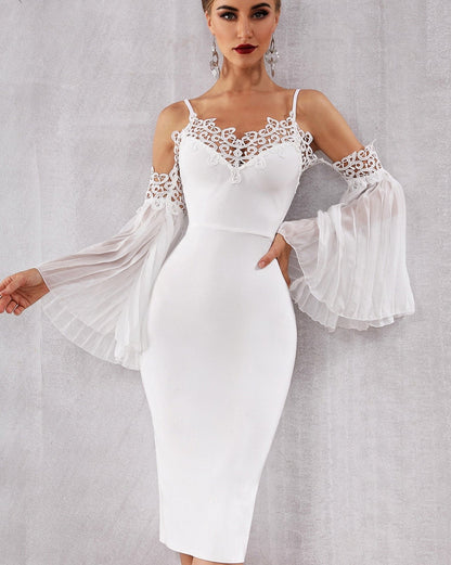 White Flare Sleeve Dress