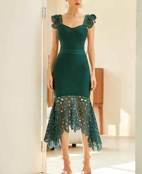Green Lace Sleeveless Dress